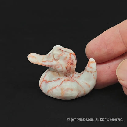 Vivid Red Vein Jasper alligator mini figurine in 4cm size showing red and cream patterns for plant terrarium decoration
