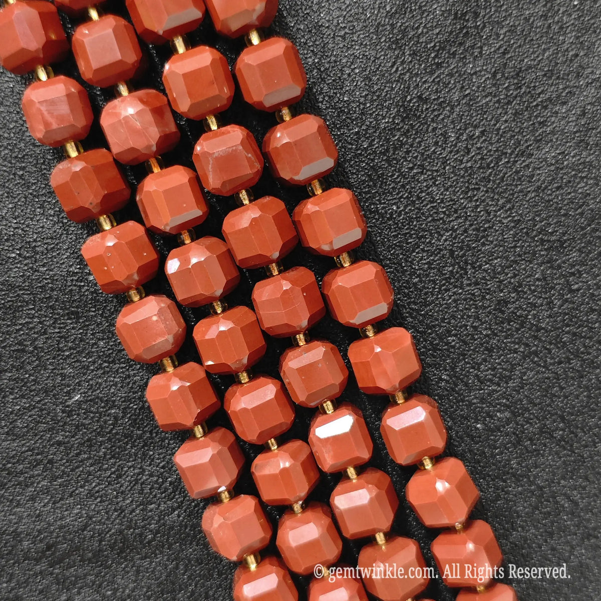 Red Stone Geometric Strands Angle Shot