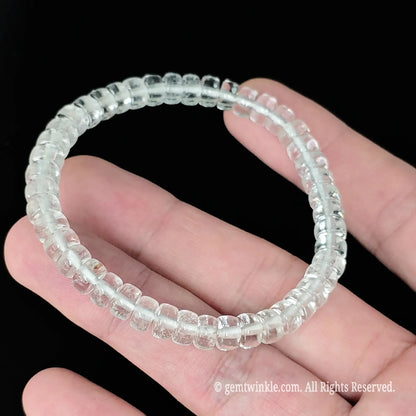 rock crystal straight cut disc bead stretch bracelet video thumbnail