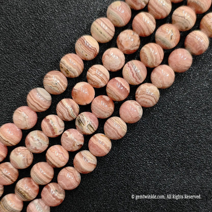 Rose pink striped gemstone round beads perfect for handmade bohemian style etsy jewelry making supplies