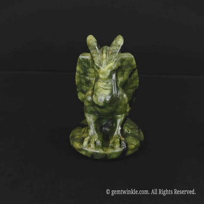 Green serpentine stone dragon sculpture