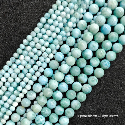 Vibrant sky blue larimar gemstone micro round beads ideal for dainty handmade jewelry supplies studio pack