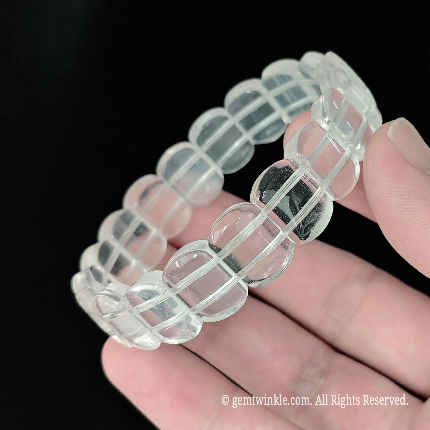 snow quartz smooth rectangular block cuff bracelet side angle