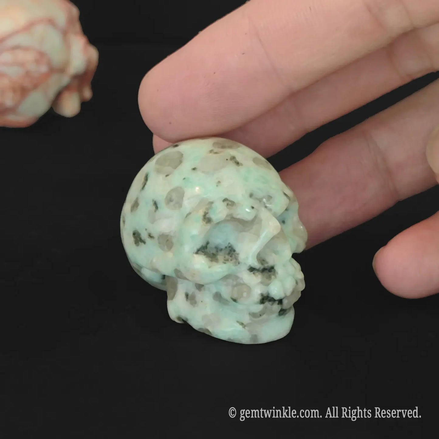 natural spotted stone skull figurine
