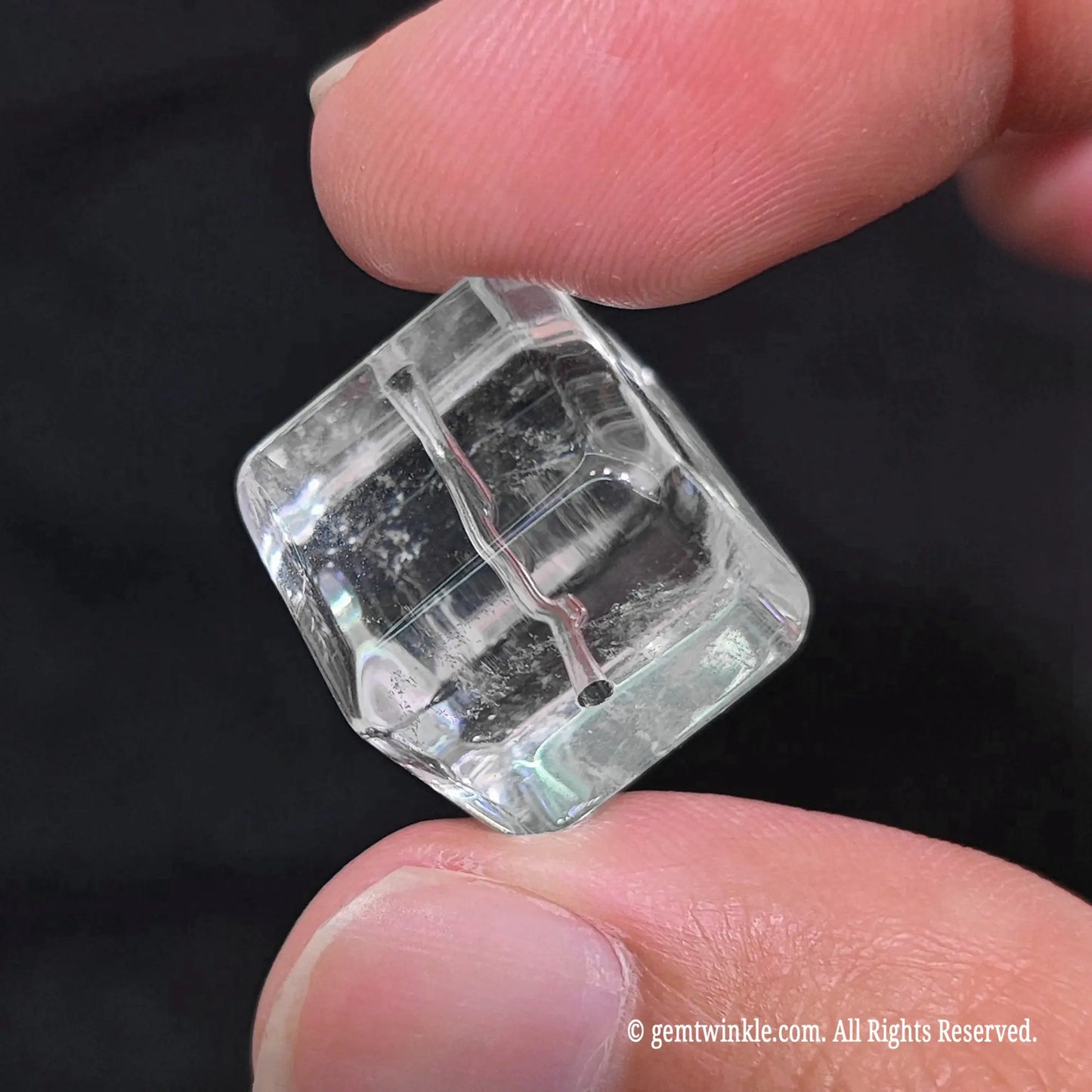 square clear quartz beads showing center drilled hole for jewelry making