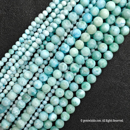 Resin stabilized natural larimar small mineral bead strands from donghai market wholesale lot