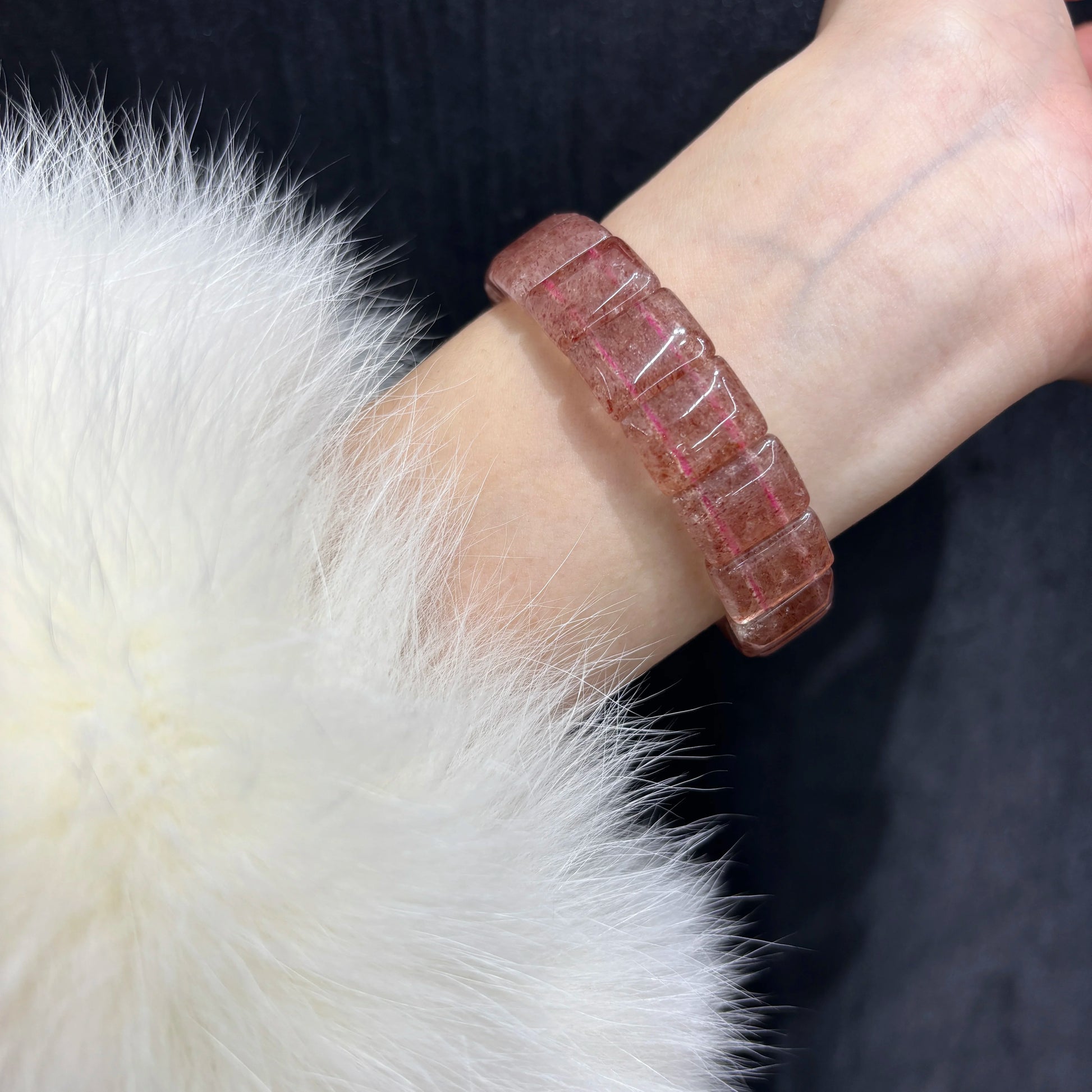 strawberry-quartz-bangle-bracelet-worn-on-wrist
