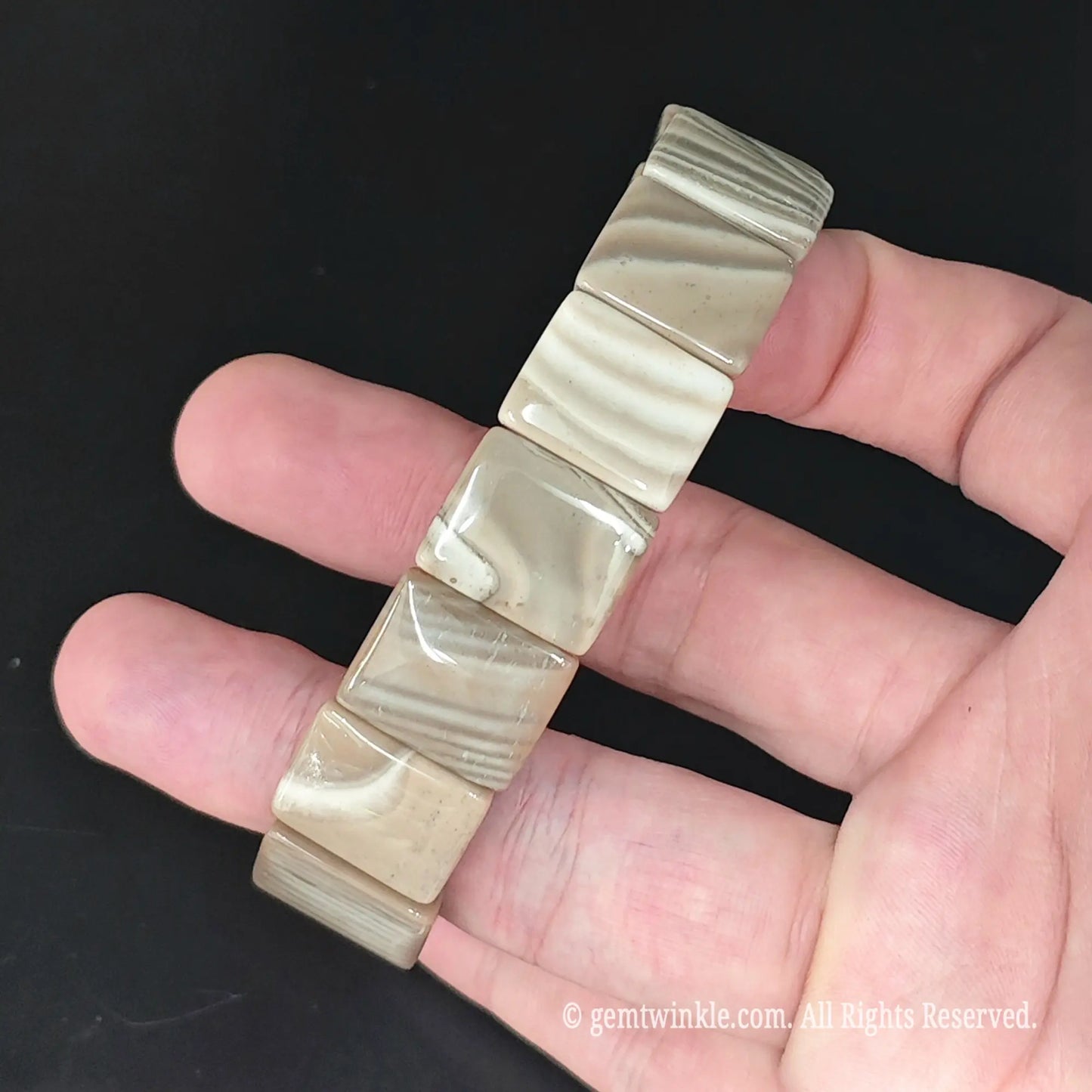 Beveled Edge Polish Flint Stone Plate Beads Closeup
