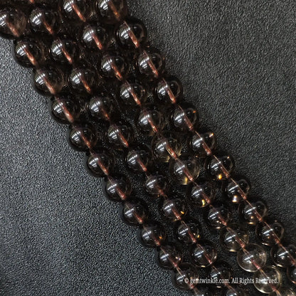 Premium transparent smoky quartz crystal round strands available from 3mm to 20mm with no inclusions