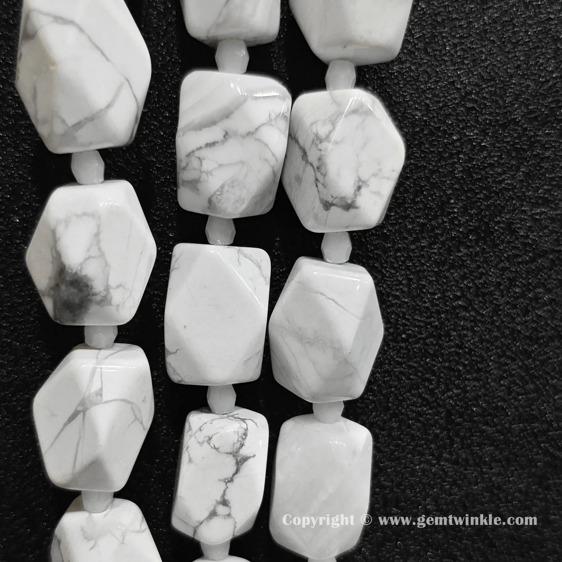 western style white howlite faceted focal beads held together