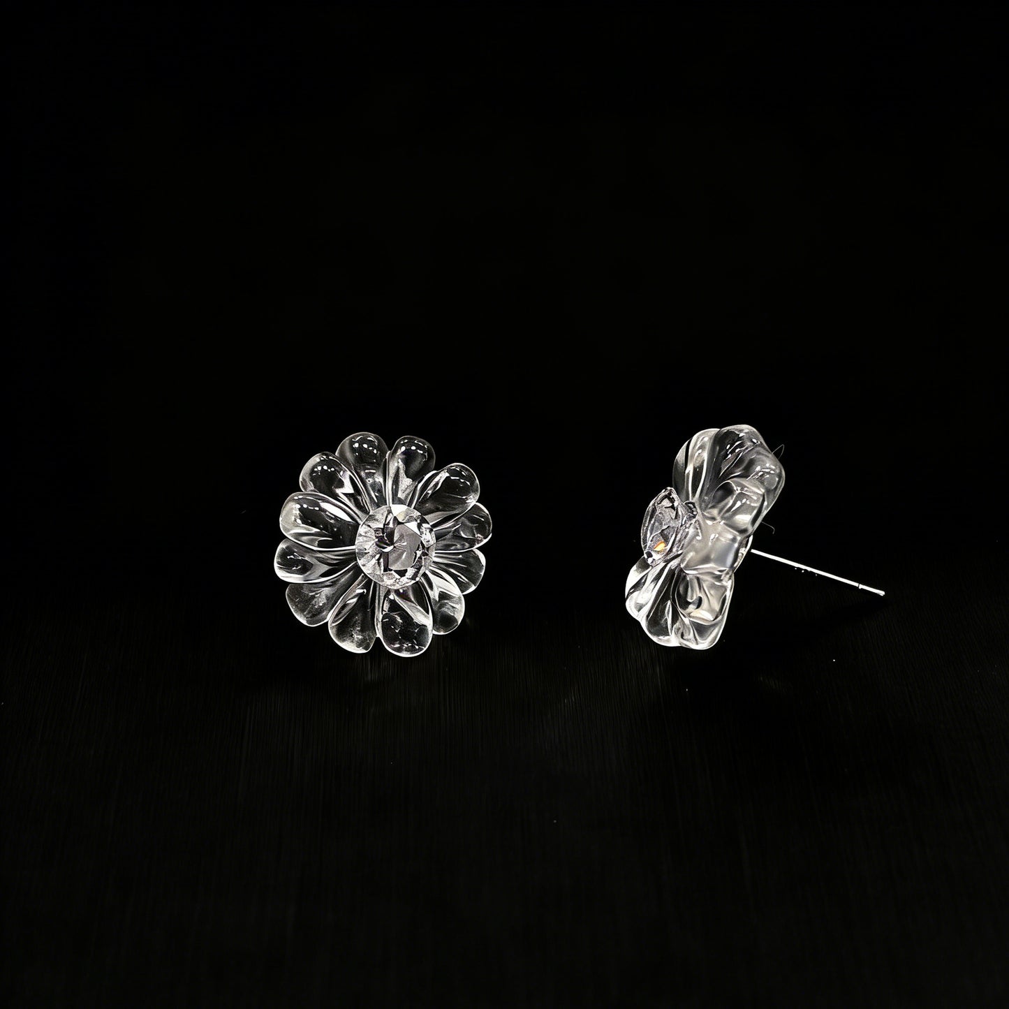 Add More Images of White Crystal Flower Stud Earrings