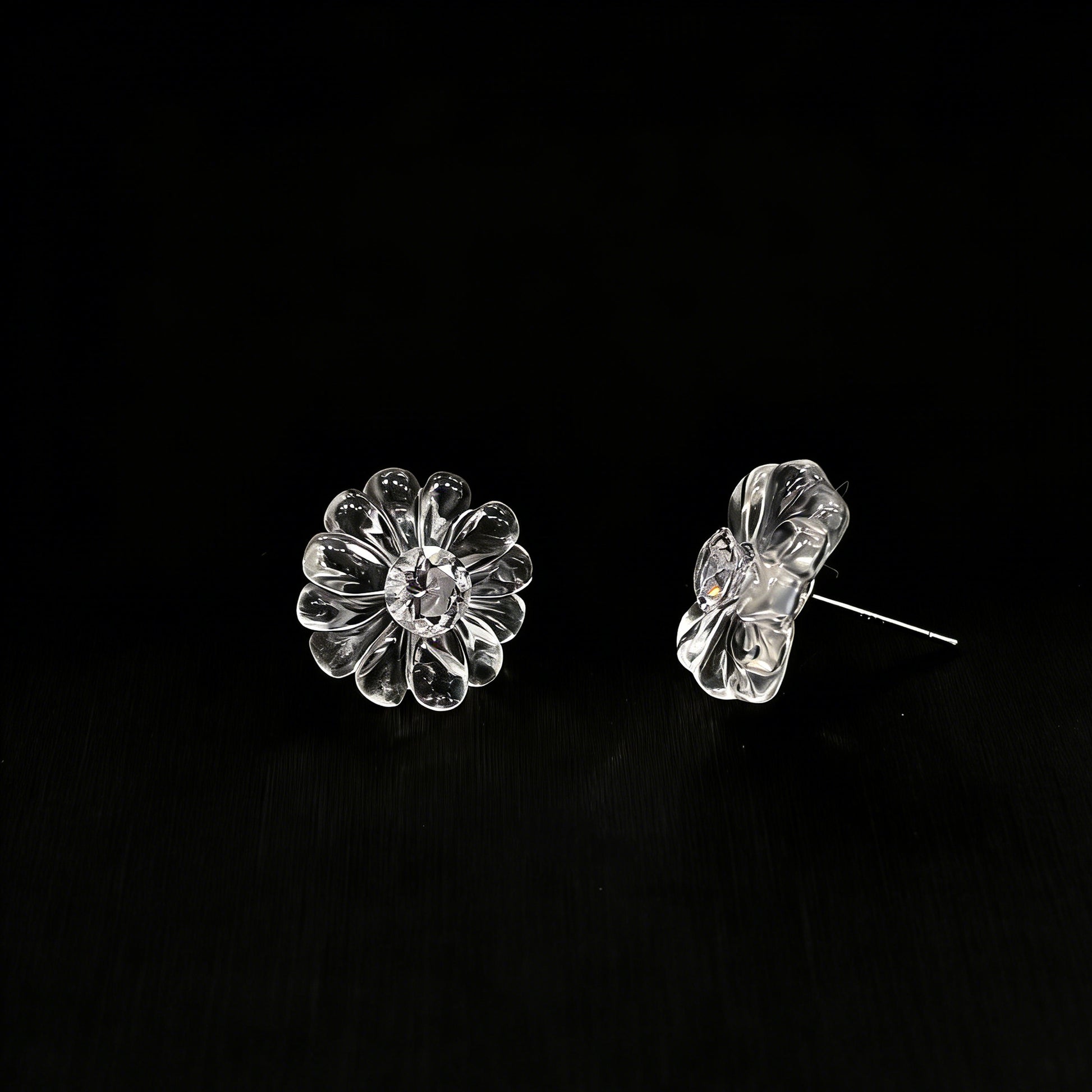 Add More Images of White Crystal Flower Stud Earrings