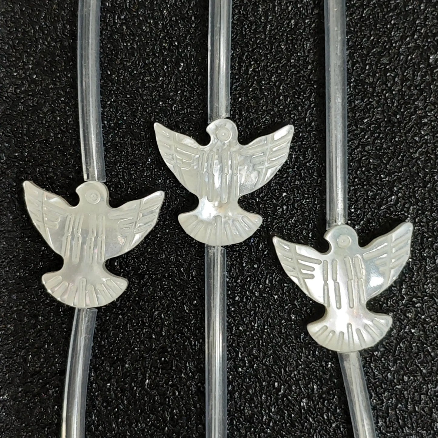 White mother of pearl peace dove carved loose beads full strand