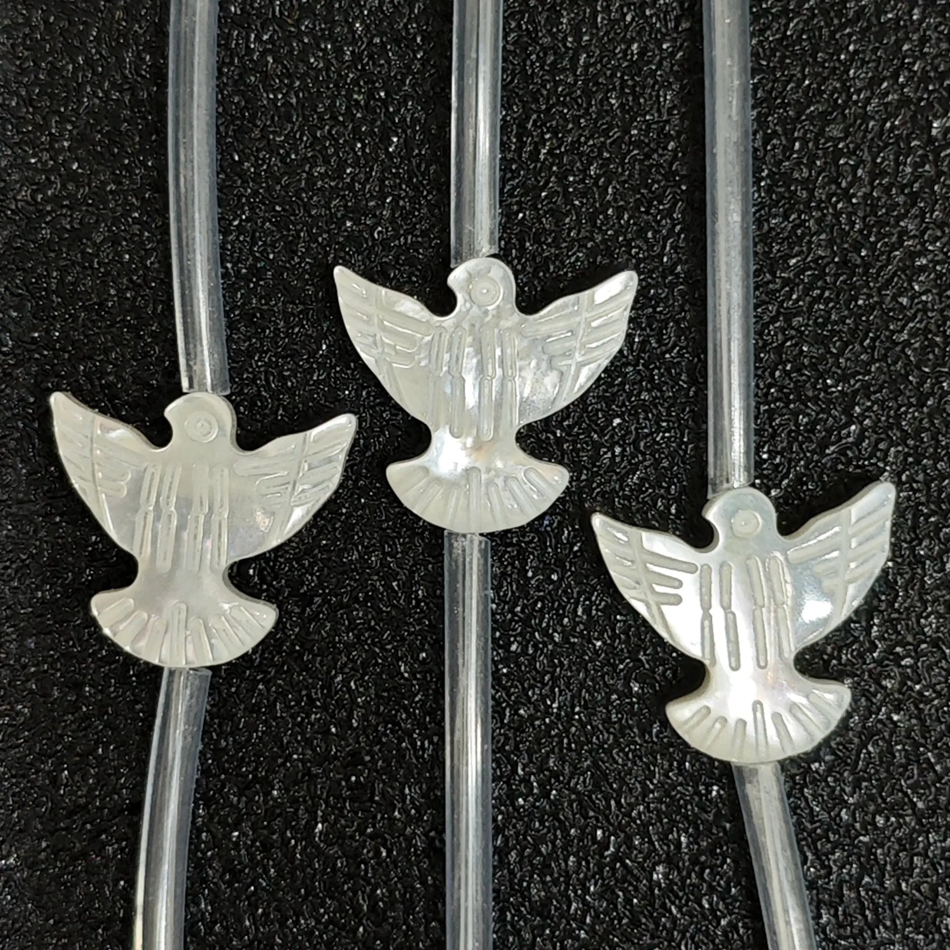 White mother of pearl peace dove carved loose beads full strand
