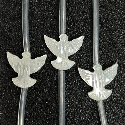 White mother of pearl peace dove carved loose beads full strand
