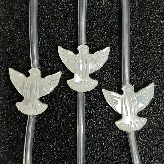 White mother of pearl peace dove carved loose beads full strand