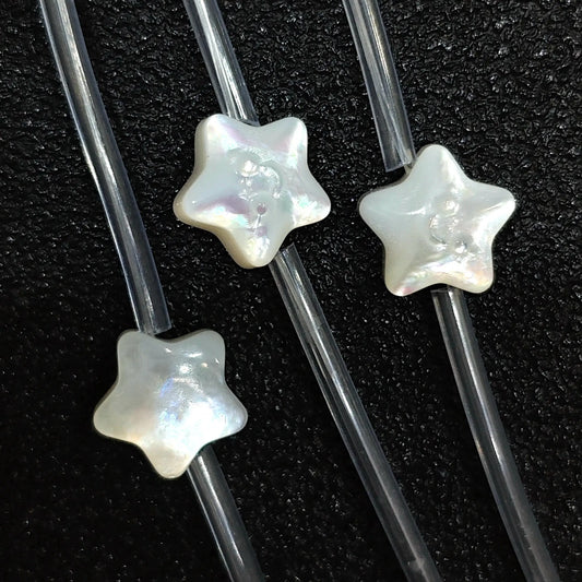 White mother of pearl smiley star carved loose beads full strand