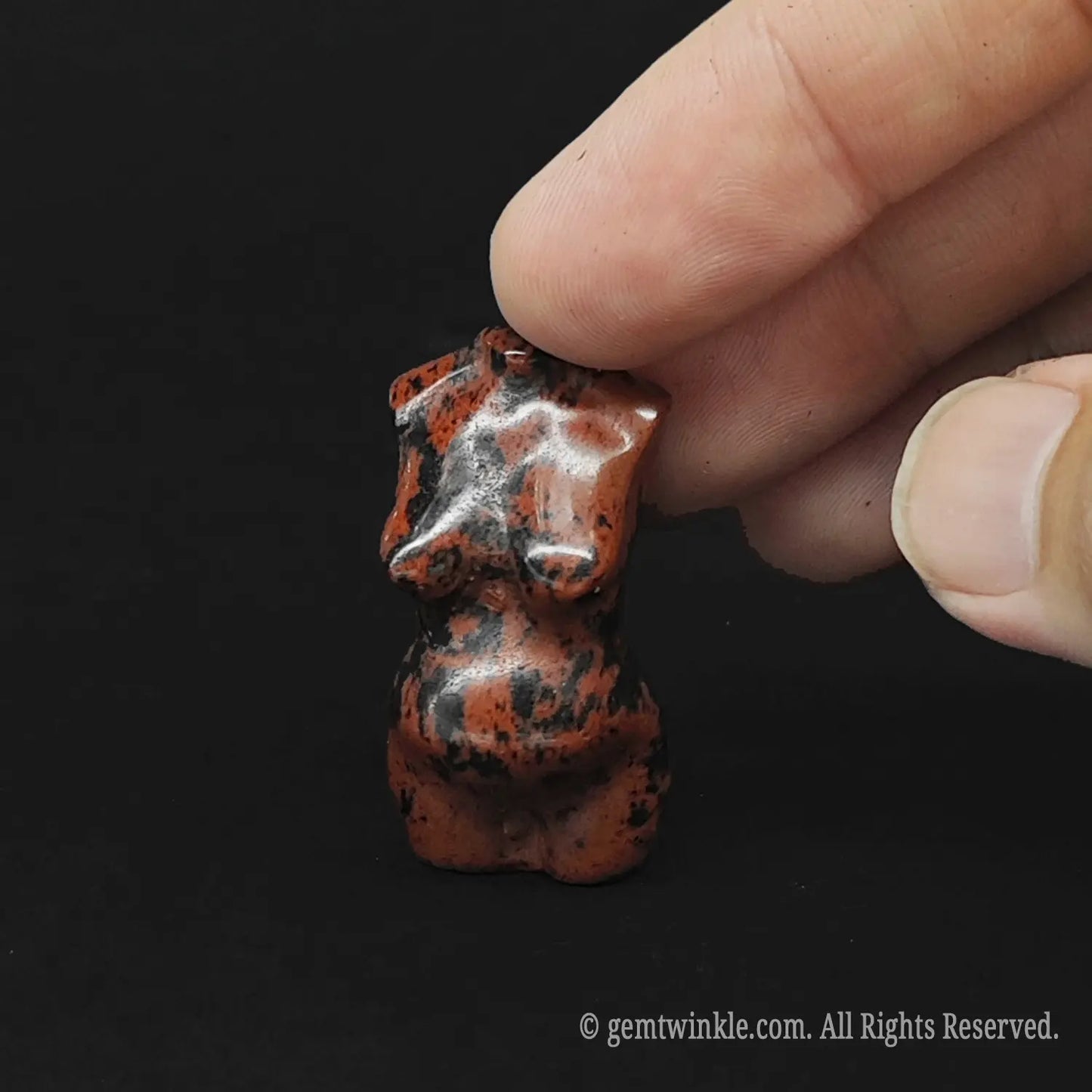 Direct source wholesale Mahogany Obsidian female body figurine in 4cm size with premium hand-polished finish.