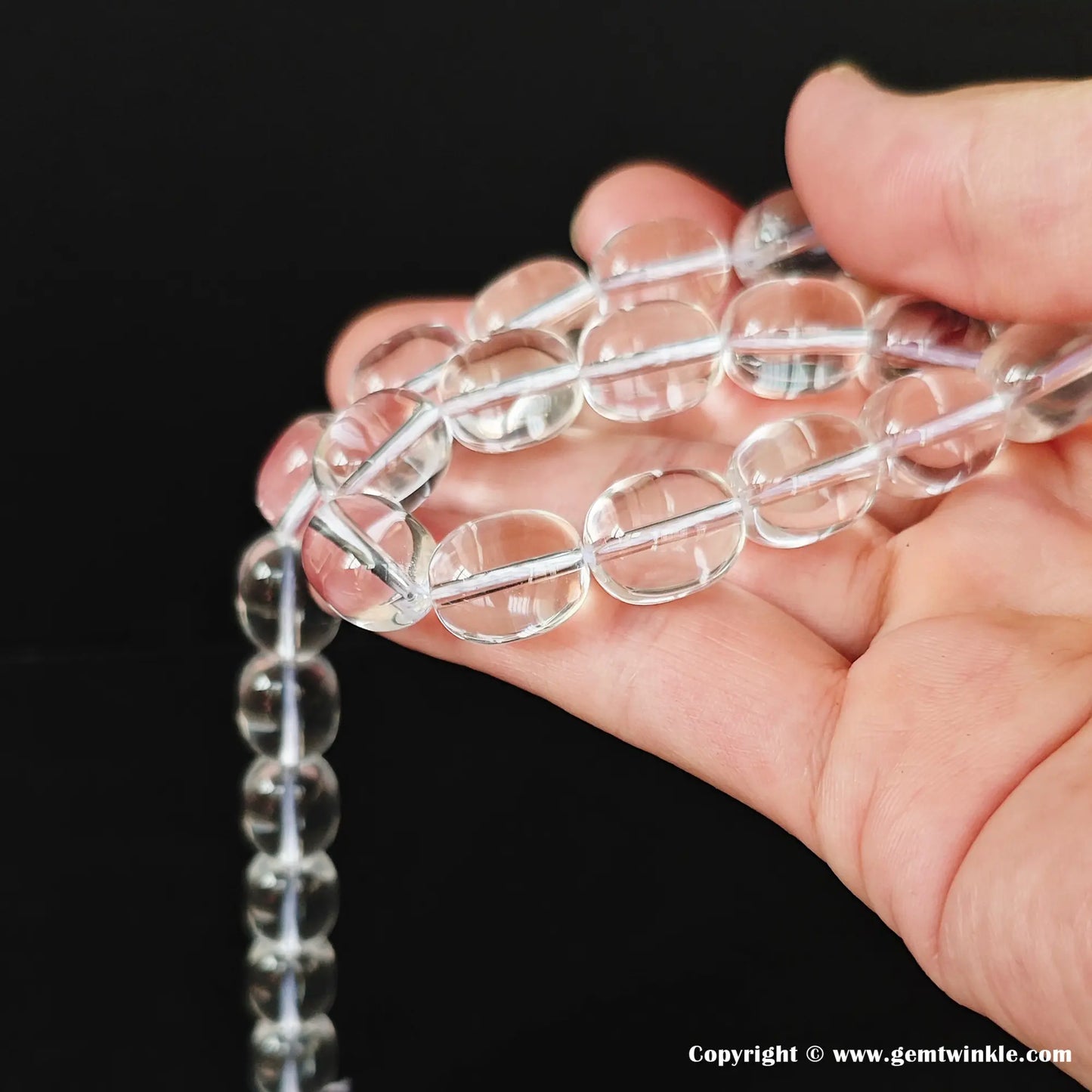 Donghai handpicked source wholesale clear crystal quartz organic pebble shape beads showing zero visible cloudiness or cotton inclusions