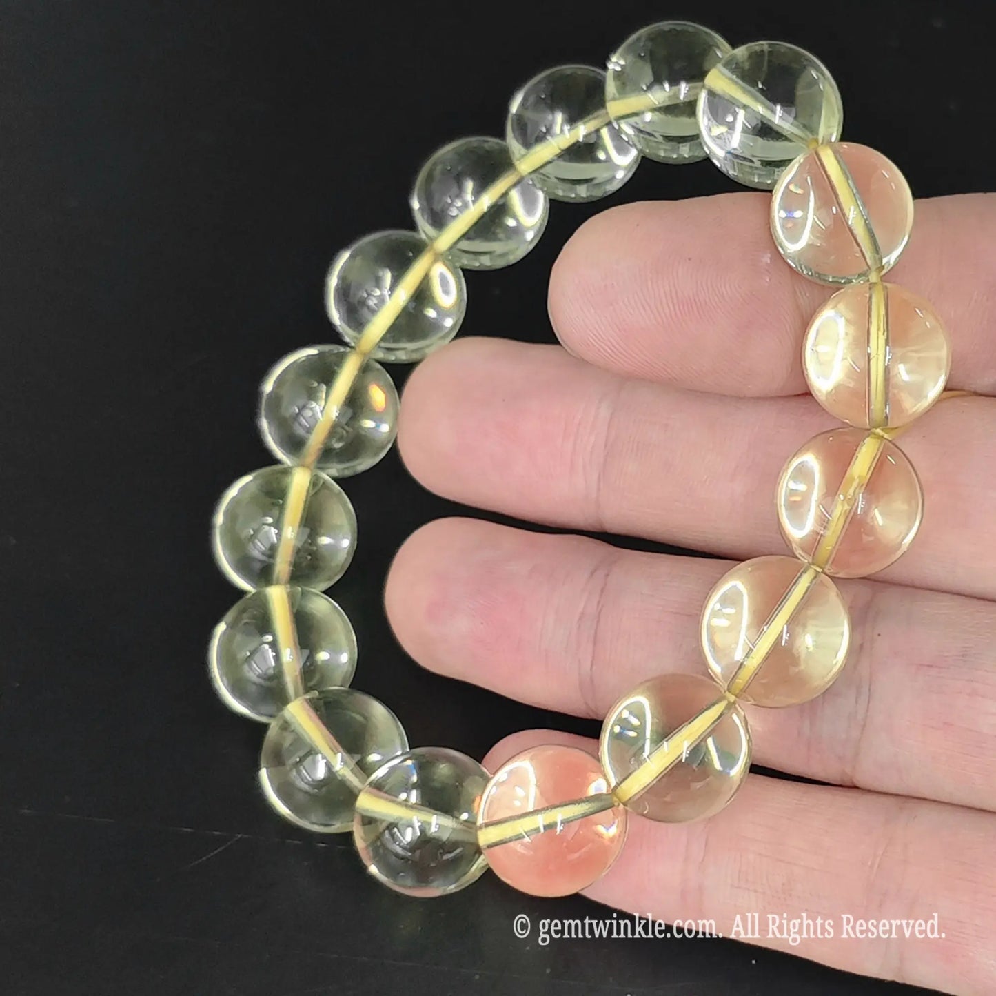 high transparency lemon quartz round beads stretch strand