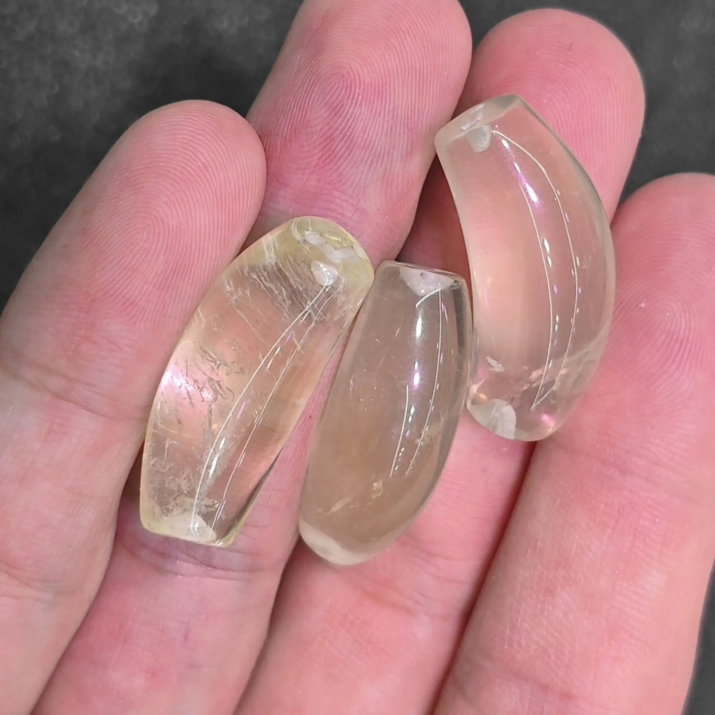 yellow citrine quartz arc tube beads displaying sunny golden clarity and internal veils